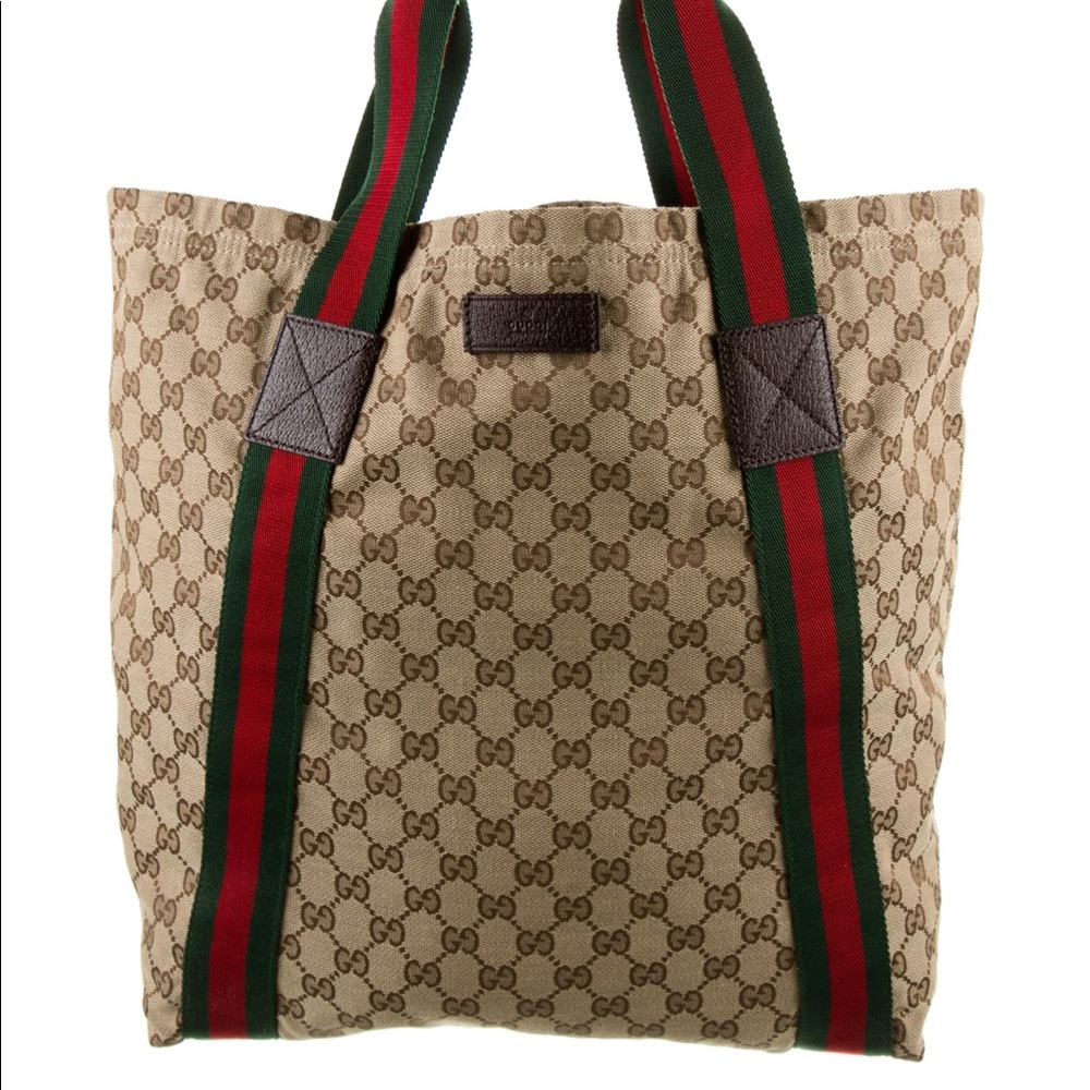 Authentic GUCCI GG Canvas Web Tote with stripes 😘
